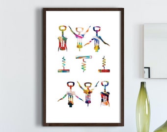 Wein Flasche Öffner Wand Kunst, Wein Kunstdruck, Küche Wand Dekor, Wein Kunstdruck, Alkohol Poster, Wein Öffner, Küche Druck, DRUCKBARE KUNST