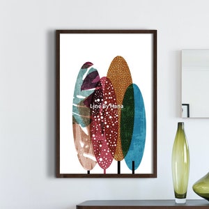 Abstract Tree Art, Tree Art Print, Tree Wall Art, Trees Poster, Bed Room Decor, Tree Print, Mid-century Wall Art, Modern Wall Art, PRINTABLE