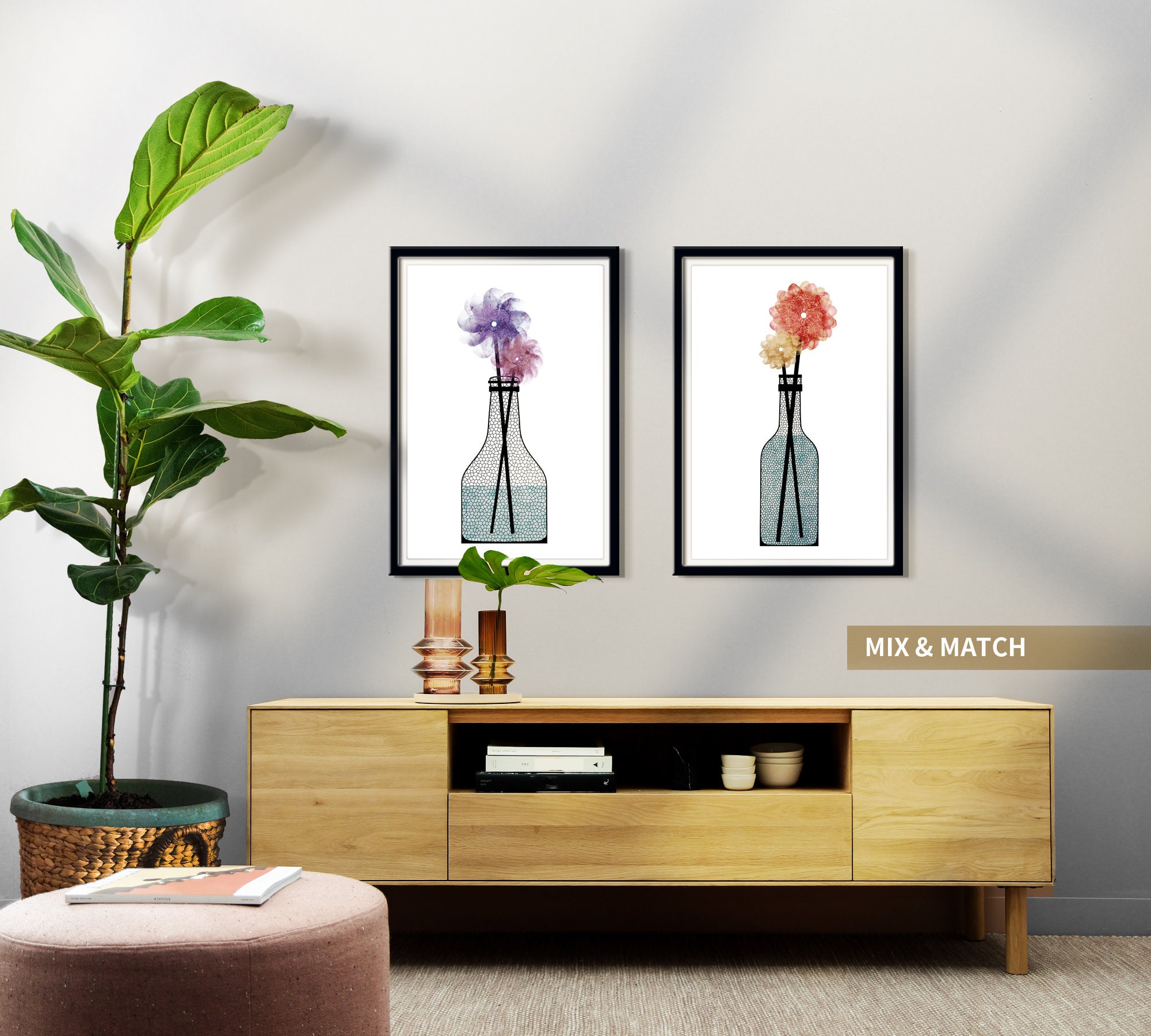 Abstract Flower Vase Wall Art Vases Print Bedroom Wall Etsy