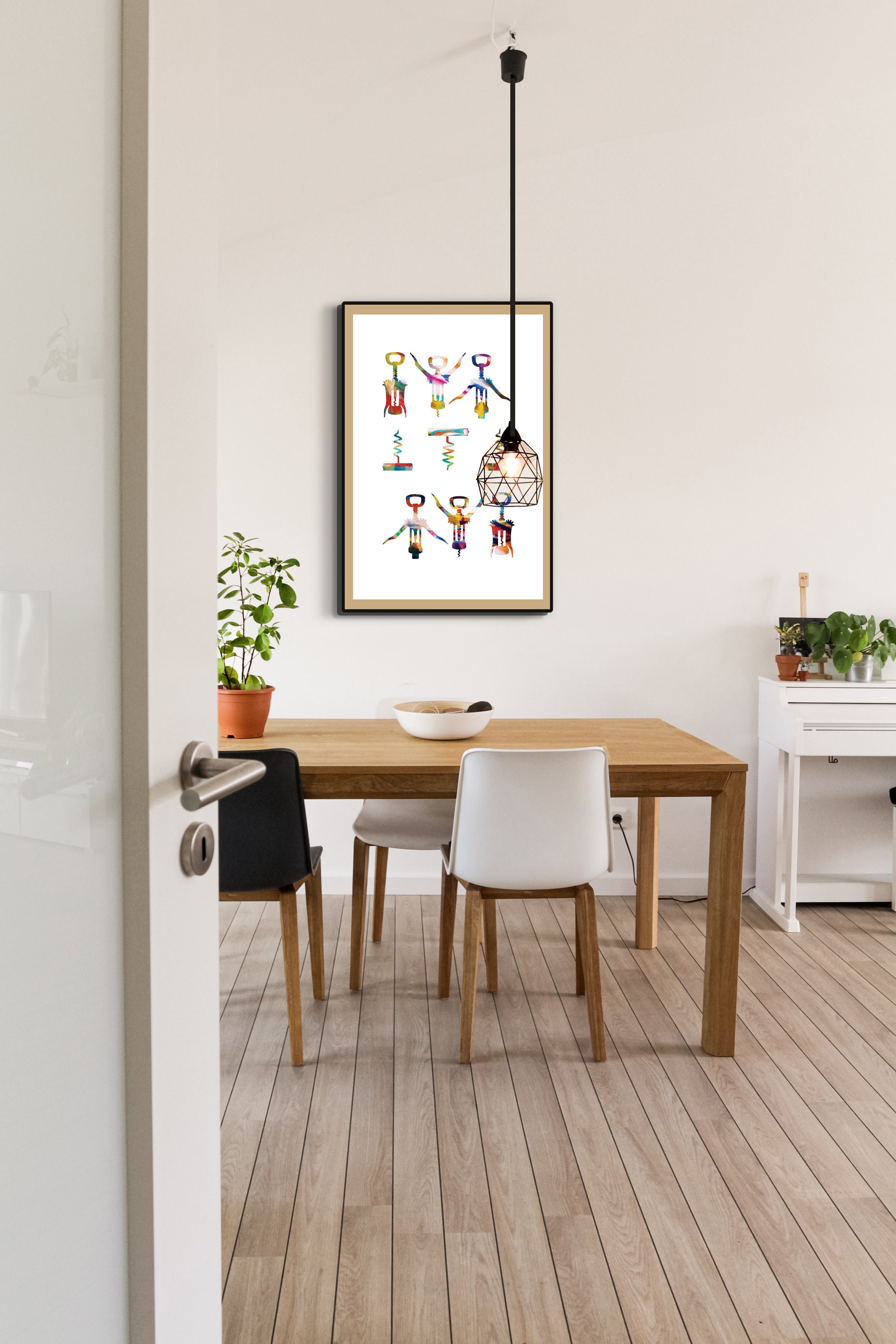 Wine Bottle Opener Wall Art Wine Art Print Kitchen Wall Etsy UK