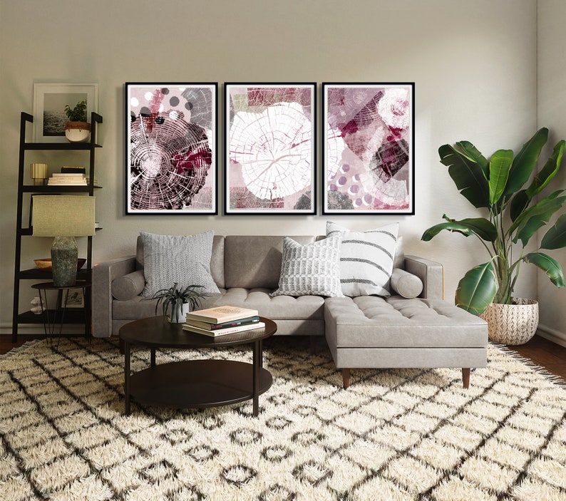 Tree Wall Art Print, Set of 3, Tree Wall Print, Instant Download Wall