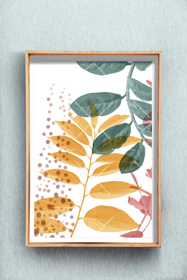 Leaves Wall Art Set of 2 Printable Wall Art Leaves Print Etsy