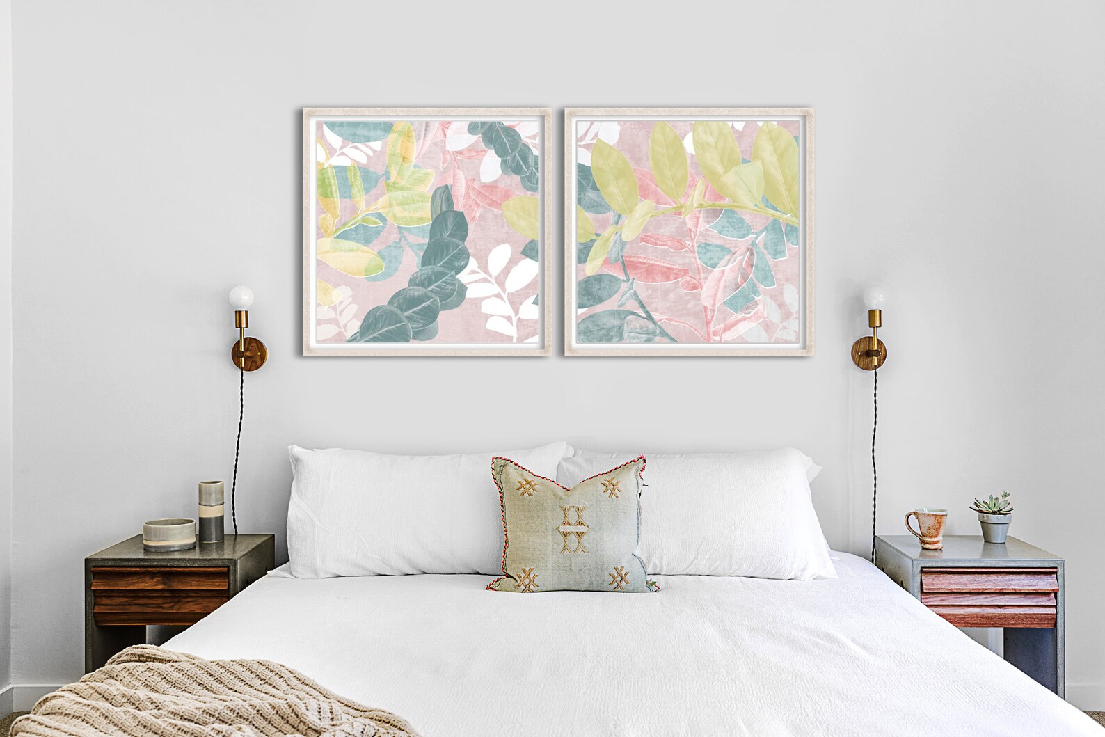Botanical Print Set of 2 Large Printable Art Botanical Wall - Etsy