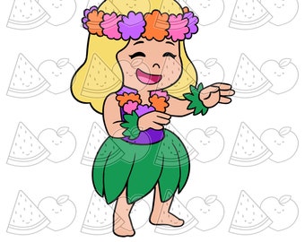 Digi Stamp, Digistamp, Digital Stamp, Hula Girl #3