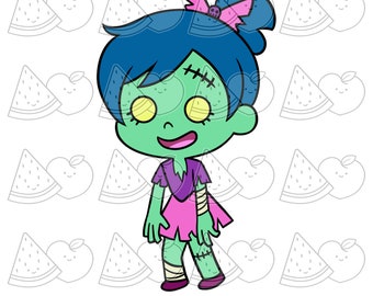 Digi Stamp, Digistamp, Digital Stamp, Zombie Girl #1