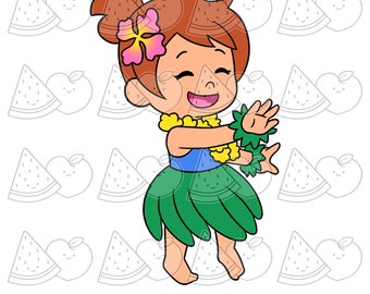 Digi Stamp, Digistamp, Digital Stamp, Hula Girl #1