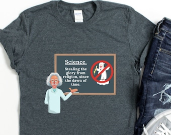 Wissenschaft gegen Religion T-Shirt - Lustiges Atheist & Skeptiker Shirt,Wissenschaft T-Shirt,Physik Shirt,Lehrer Geschenke,Wissenschaft T-Shirt,Physik T-Shirt