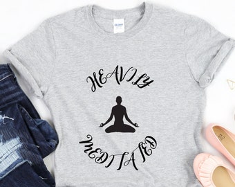 Heavily Meditated Unisex t-shirt ,Meditation shirt,Yoga Mindfulness tee, Namaste shirt,Wellness shirt,Spiritual Zen shirt,Self discovery tee