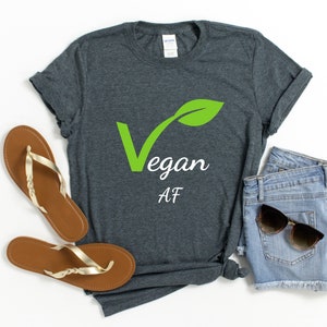Vegan AF T-Shirt, Tierliebhaber Grafik T-Shirt, Pflanzenfresser Vegan Aktivist Demonstrant Tee, Unisex Sommer Sommer Shirt, Vegan Slogan, Veggie Tshirt