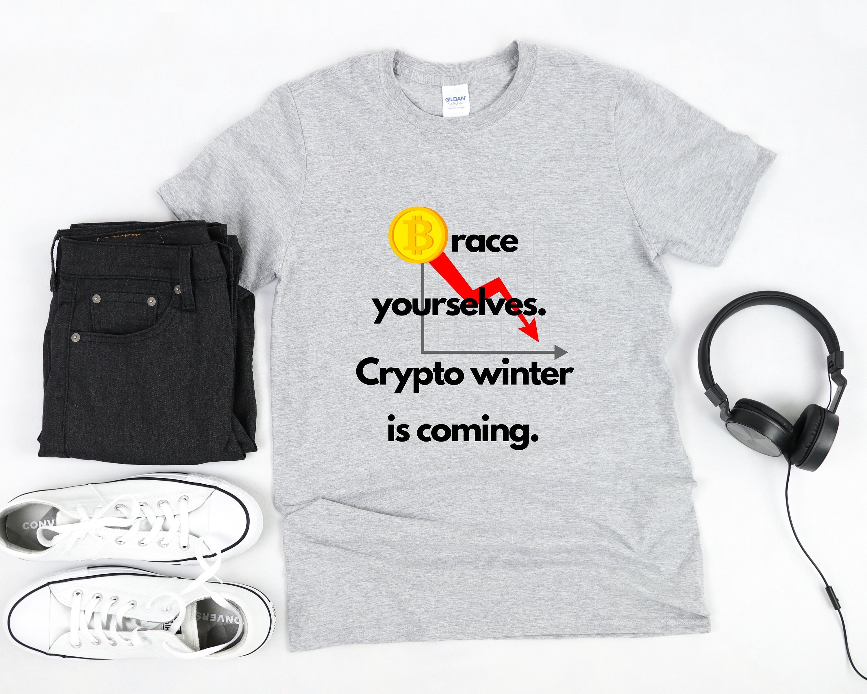 Brace Yourselves Crypto Winter Unisex Shirt Bitcoin shirt Cryptocurrency  Trader Blockchain BTC Coin Casual Unisex Shirt Crypto Bitcoin Gift