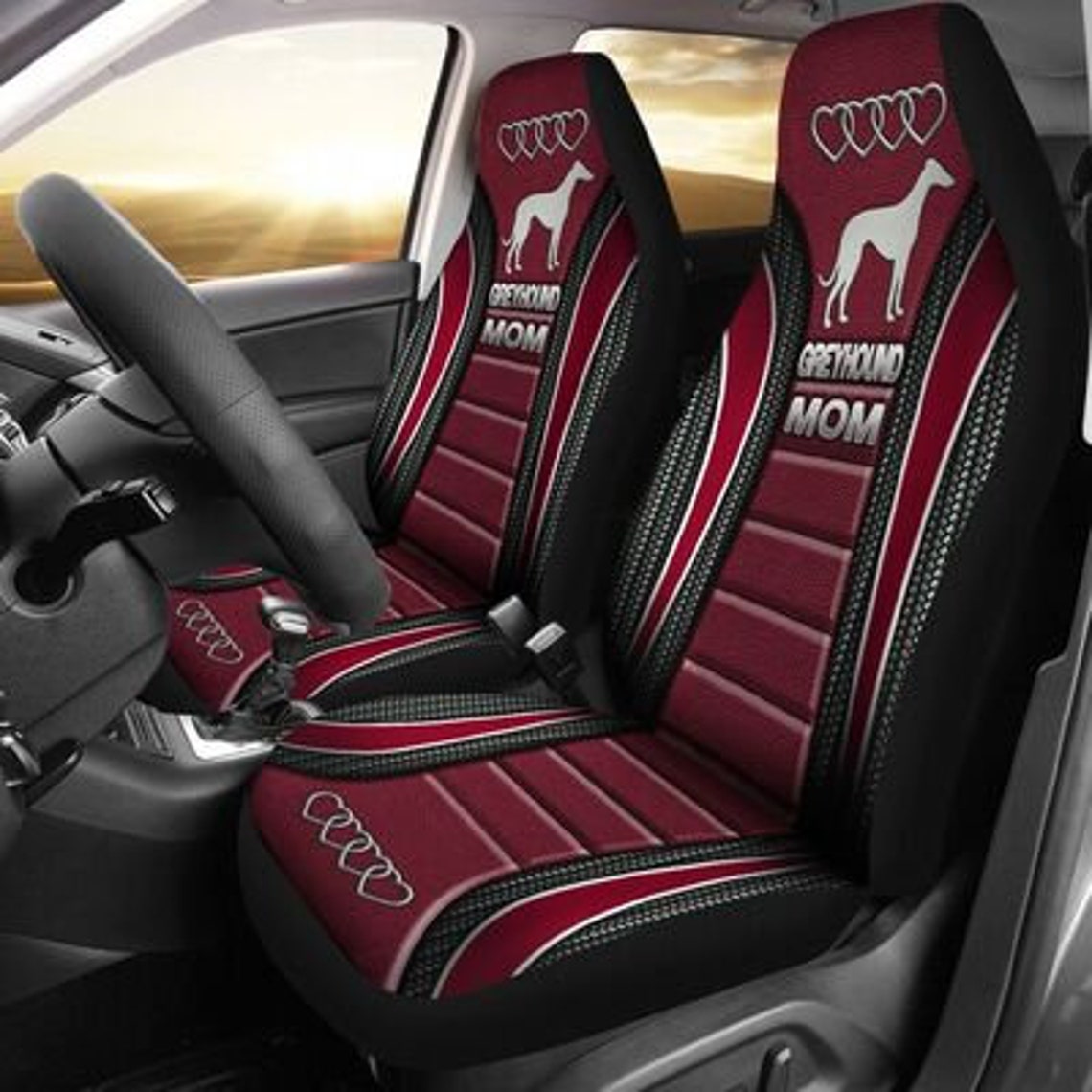 Greyhound mom AD Heart Car Seat burgundy Luxury Seat Covers Etsy
