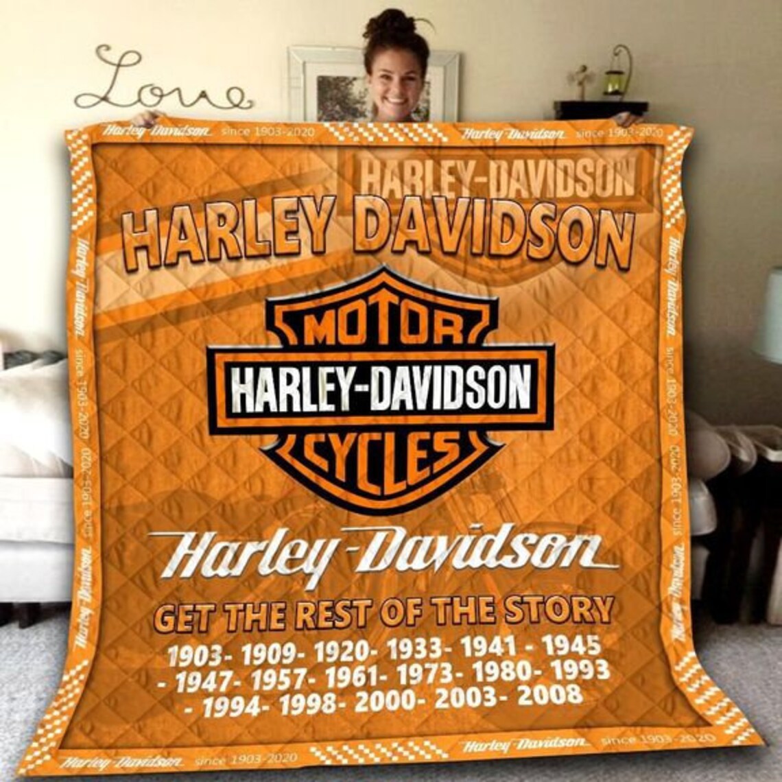 Harley Davidson Vintage Harley Davidson Motorcycle Quilt Etsy