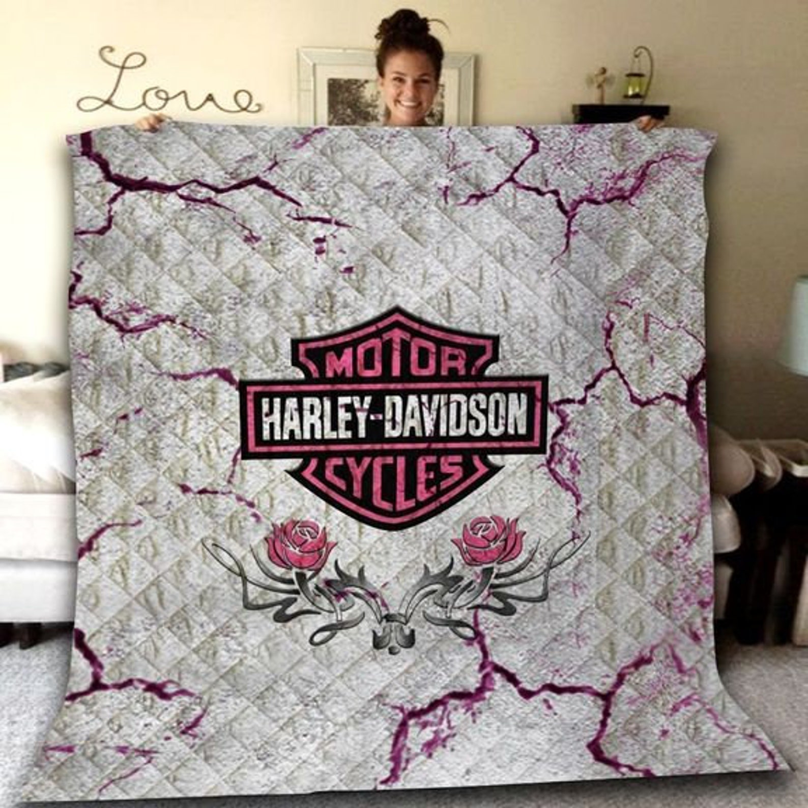 Harley Davidson Vintage Harley Davidson Motorcycle Quilt Etsy