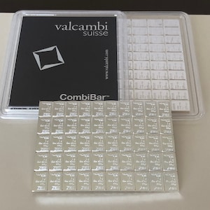 50 x 1-grams Silver - Premium VALCAMBI Swiss Silver Bullion 999 Fine - Investor and Prepper Fractional Silver