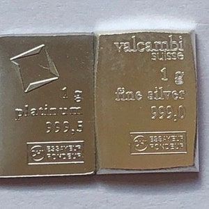 1-Gram PLATINUM & 1-Gram SILVER - Premium VALCAMBI Swiss Bullion 999 Fine - Investor and Prepper Starter Kit