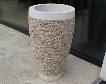 Pflanzkübel Pflanzgefäß Pflanztopf Übertopf 45x80 cm aus Onyx Stein