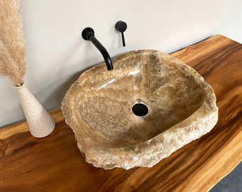 Washbasin add-on sink Onyx marble 55 x 48 cm