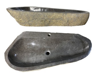 Natural stone washbasin Top-of-the-top washbasin stone with faucet hole 100 x 46 cm