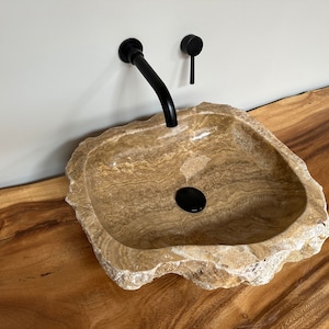 Naturstein Onyx Marmor Waschbecken Aufsatzwaschbecken 46x43 cm