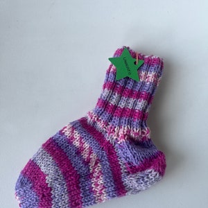 Handgestrickte Wollsocken für Kinder 22-23 lila-pink