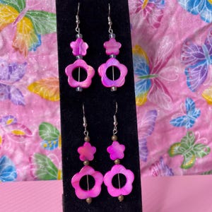 Pink Iridescent Flower Earrings