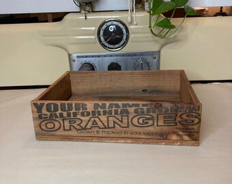 Personalized Oranges crate, vintage inspired, citrus box, laser engraved, handmade, custom