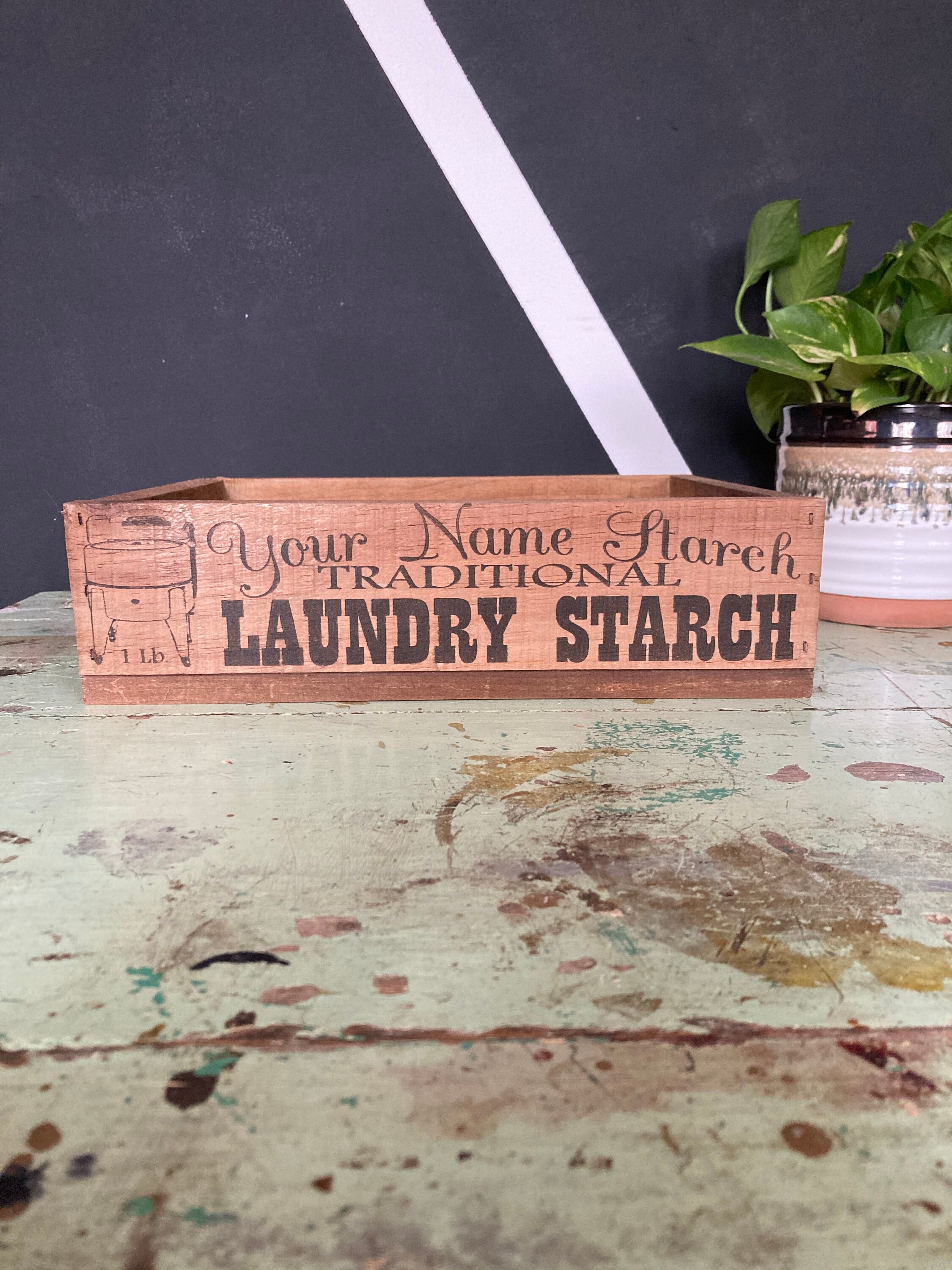 Personalized Laundry Starch Crate Laser Engraved Vintage Etsy