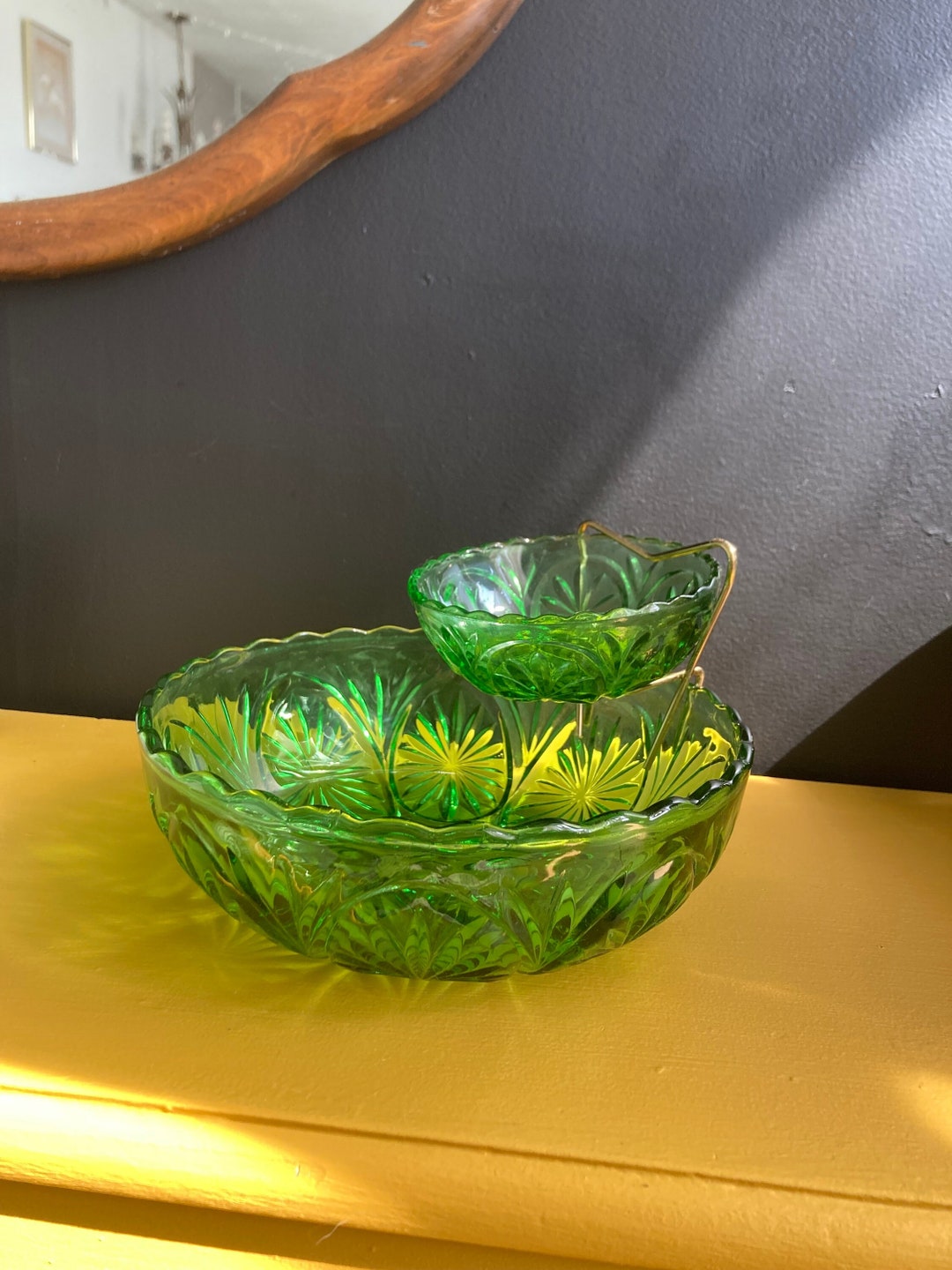 Vintage Anchor Hocking Chip and Dip Set, 1960s, Spearmint Color, Anchor Hocking Etsy