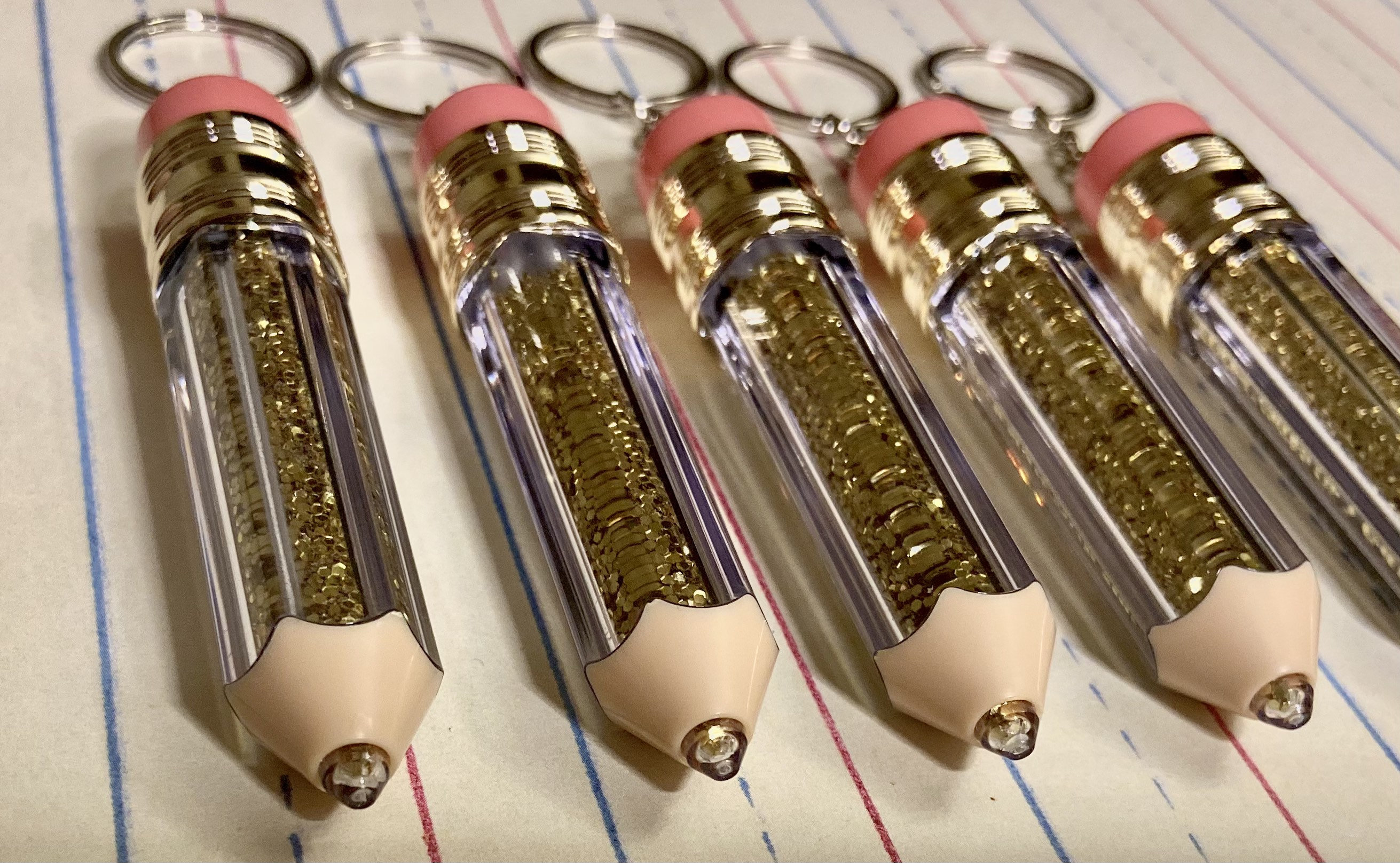 Glitter Pencil Keychain Teacher Gifts Personalized Keychain Etsy