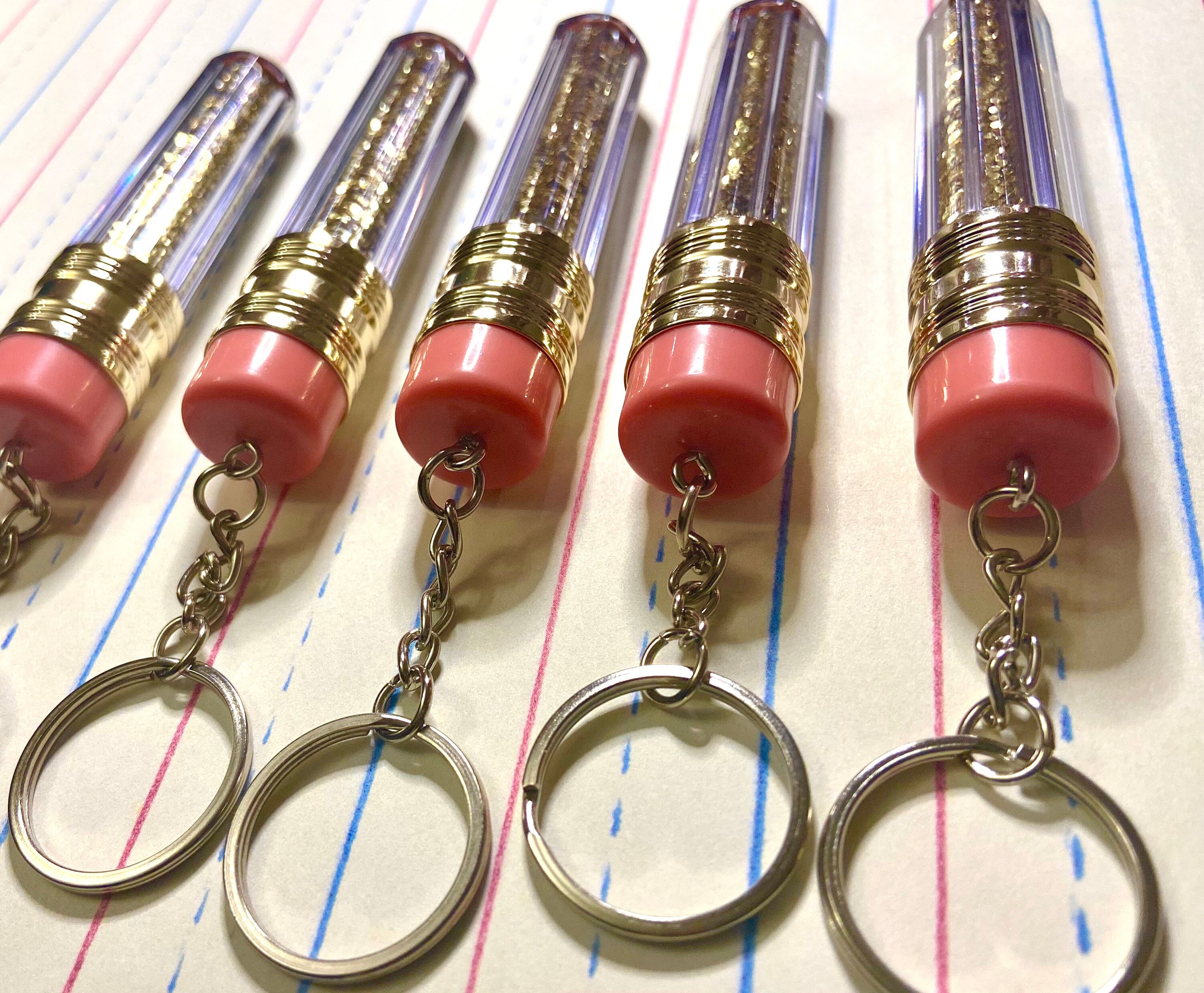 Glitter Pencil Keychain Teacher Gifts Personalized Keychain Etsy