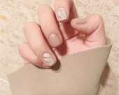 Set of 24 Hand painted khaki smoking print Nails,Glue On Nails,Press On Nails,Fake Nails,Short Round Nails,Acrylic with all size