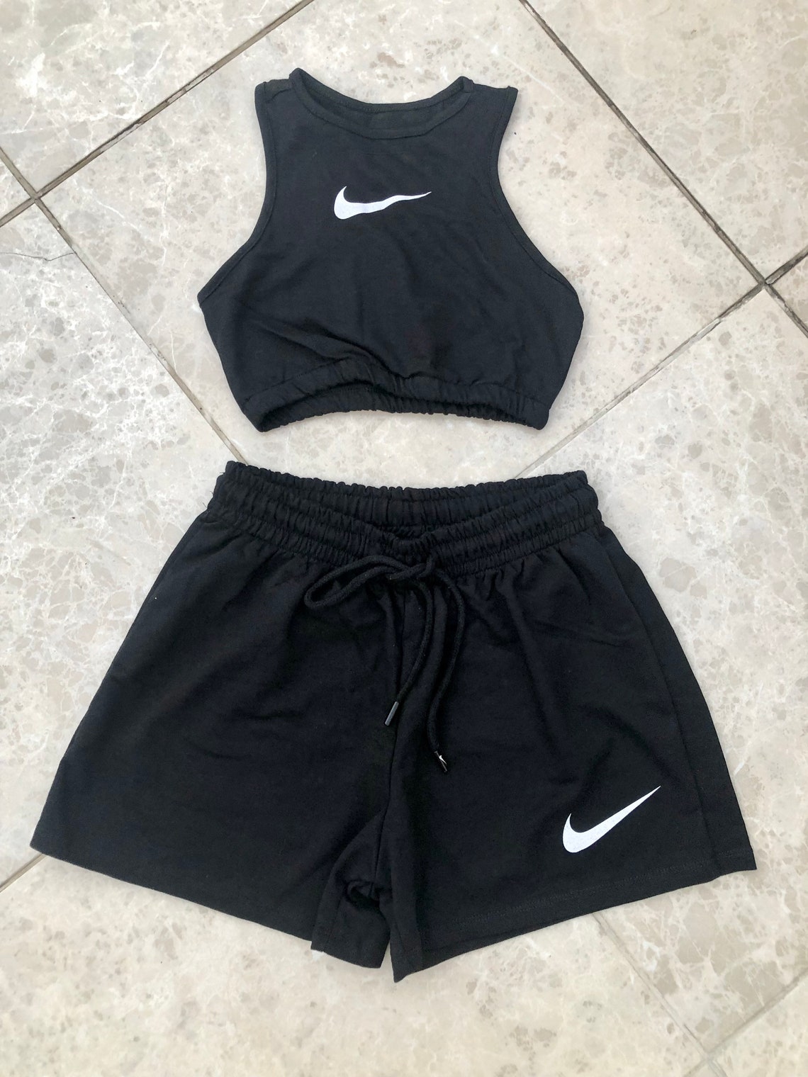 Nike shorts set crop top and shorts set Two pieces Nike set | Etsy