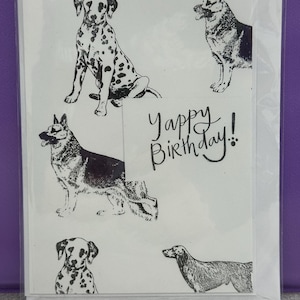 Compleanno, cane. Yappy Birthday, bianco e nero