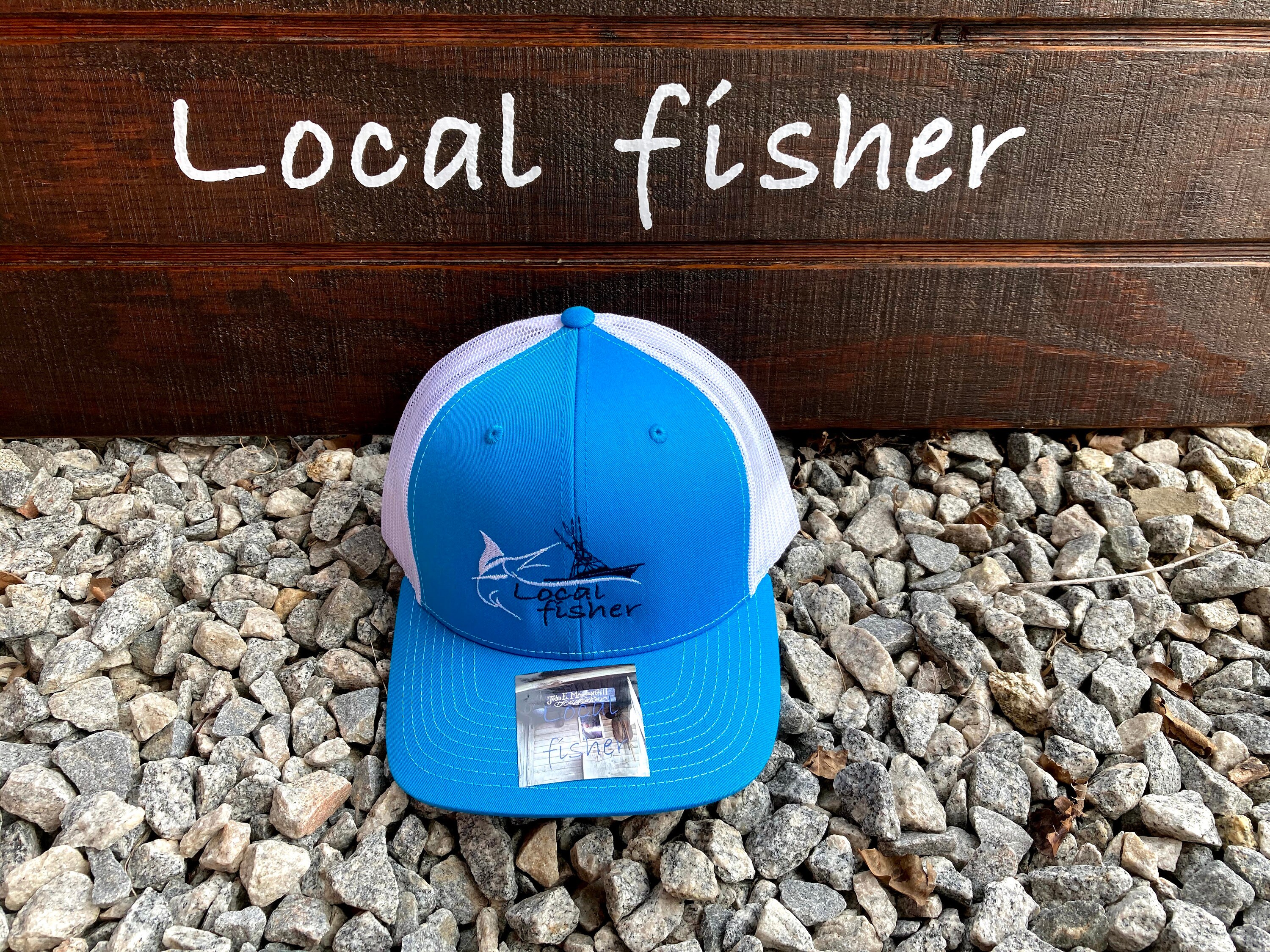 Blue Fishing Marlin and Boat Trucker 