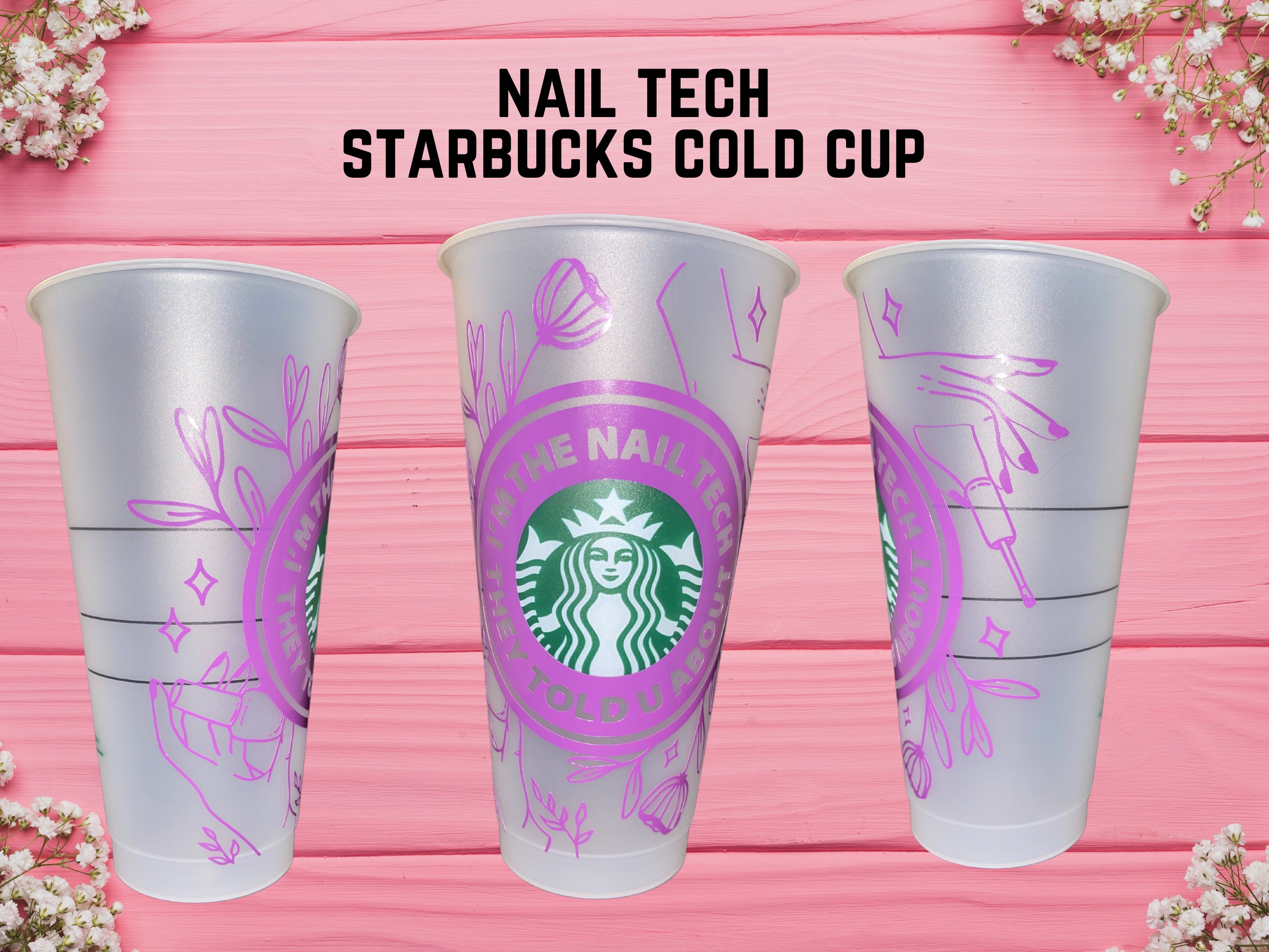 Nail Tech Starbucks Cup Nail Tech Reusable Cup Iced Coffee Etsy