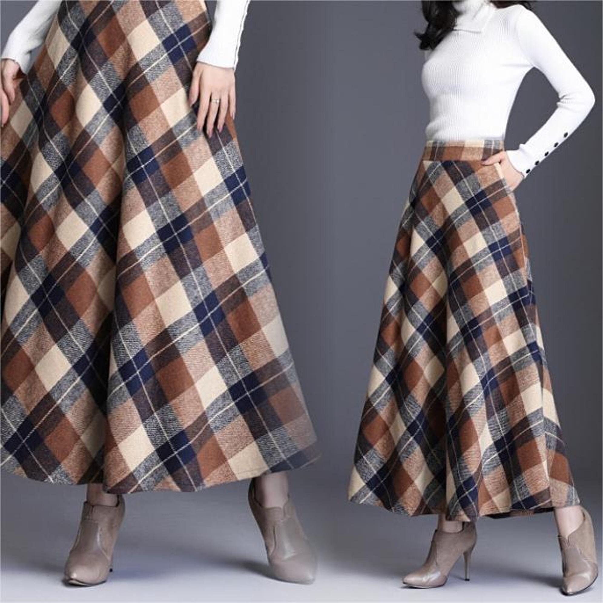 Khaki plaid outlet skirt