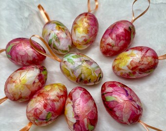 10pcs set handmade Easter tree egg decorations, hanging blue floral eggs, luxury Easter decoupage eggs, Spring decoration, Easter gift decor