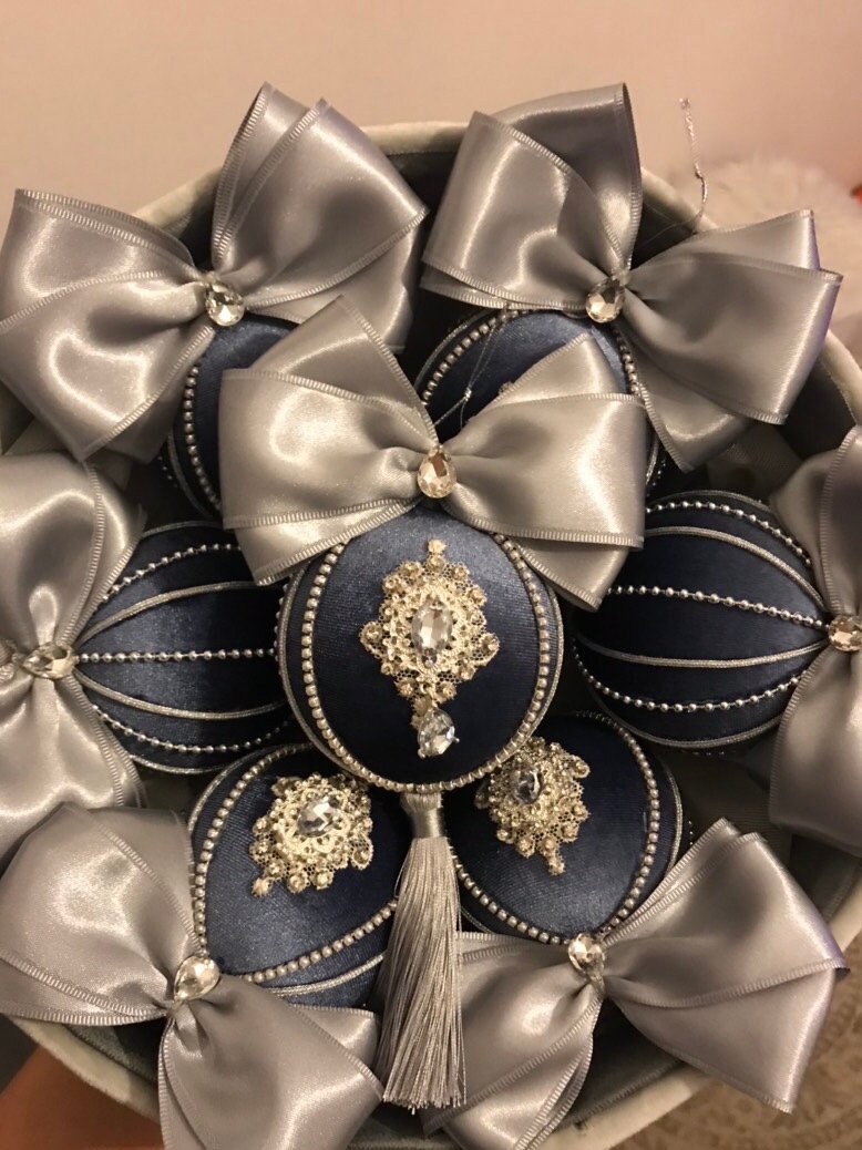 7pcs Set of Christmas Tree Ornaments Handmade Bauble Shiny - Etsy UK