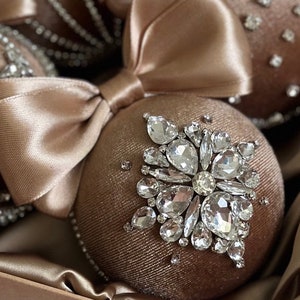 4pcs Set of Christmas tree ornaments, handmade rhinestone baubles, shiny rhinestone Christmas balls