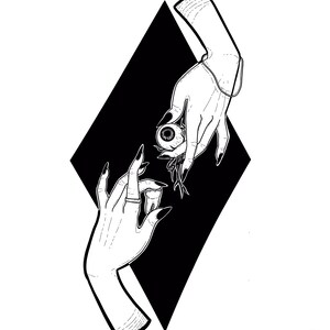 Auge für Zahn Primus inspirierter Kunstdruck Schwarze Arbeit Tattoo Design