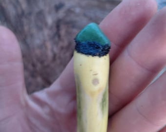 Elderberry Magick Wand with Clear Quartz Point and Tumbled Green Aventurine, Black Tourmaline Collars, Handcrafted Kansas