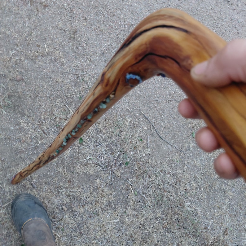Osage Orange Walking Cane With Lapis Lazuli, Carnelian, Amethyst ...
