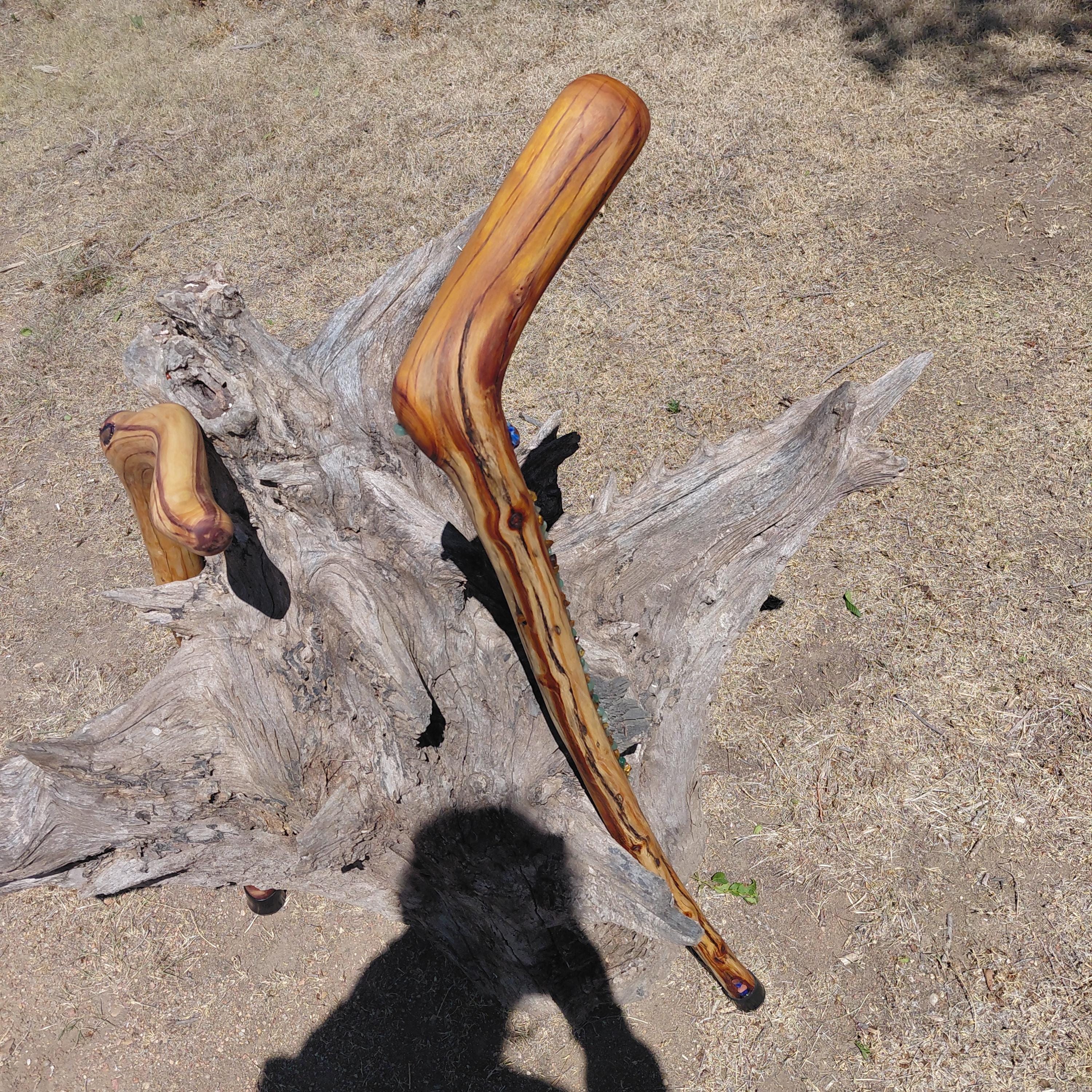 Osage Orange Walking Cane With Lapis Lazuli, Carnelian, Amethyst ...