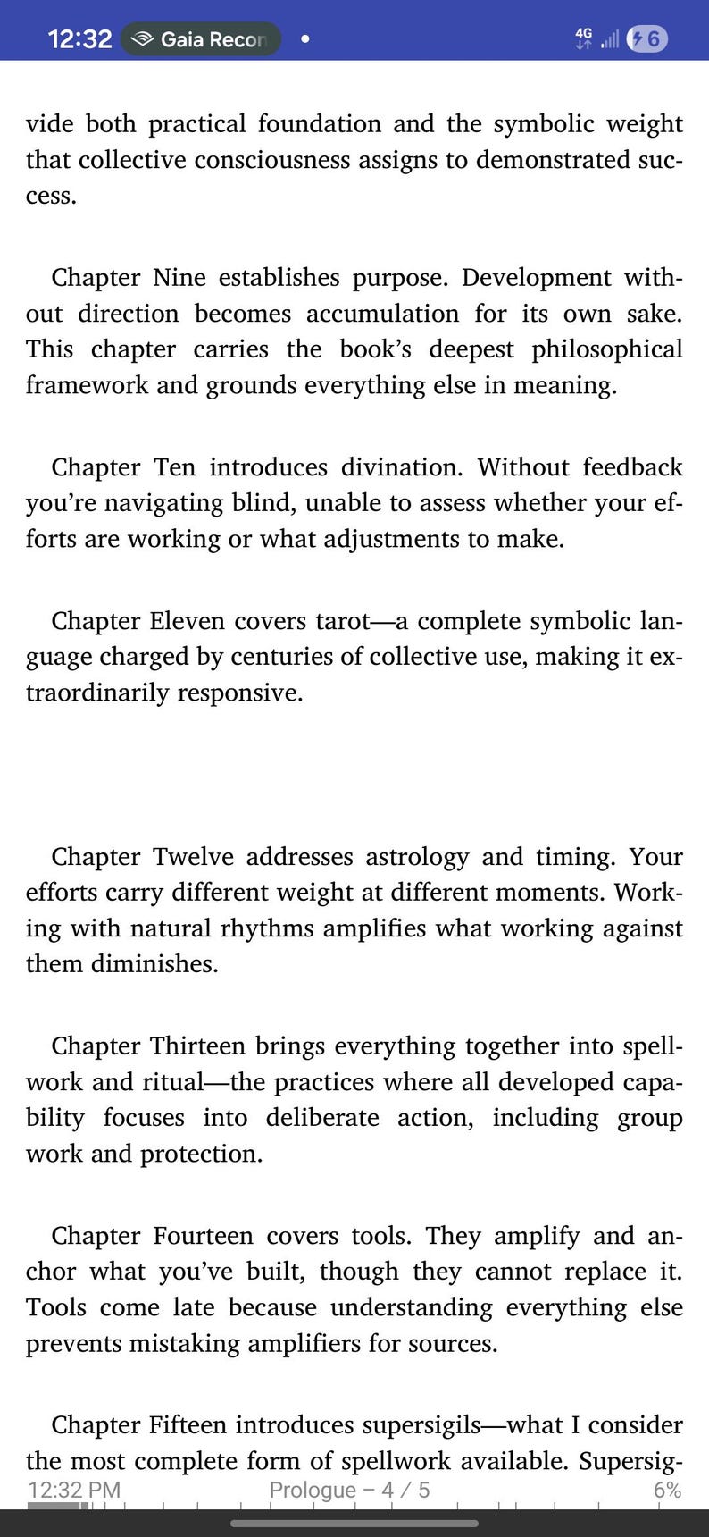 May include: A mobile phone screen displays text from a book, with chapter titles like "Chapter Nine" and "Chapter Ten." The text is in black font on a white background. The top of the screen shows the time and a battery indicator.