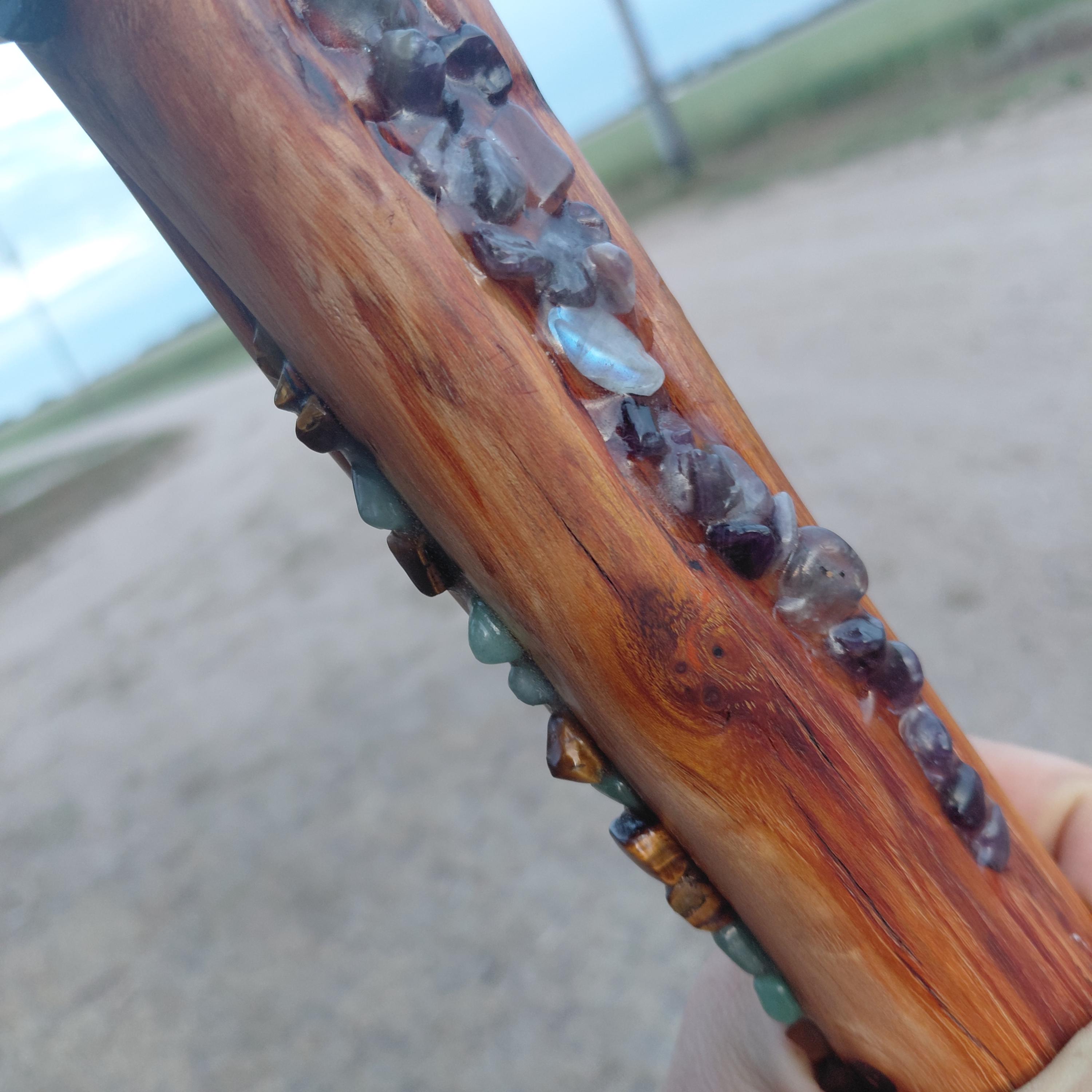 Osage Orange Walking Cane With Lapis Lazuli, Carnelian, Amethyst ...