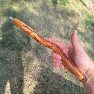 Osage Orange Root Wand, Quartz, Tigers Eye, Abalone Shell