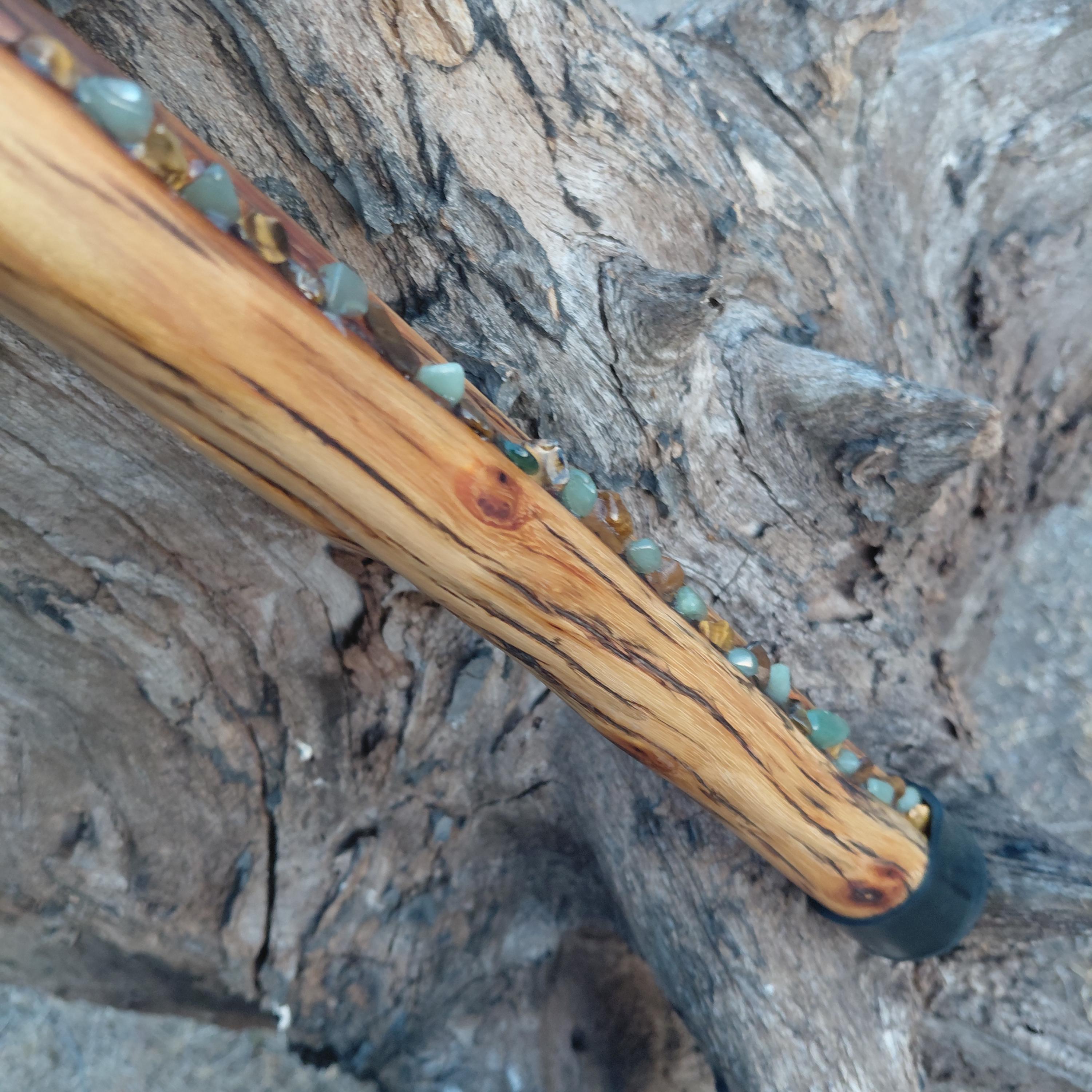 Osage Orange Walking Cane With Lapis Lazuli, Carnelian, Amethyst ...