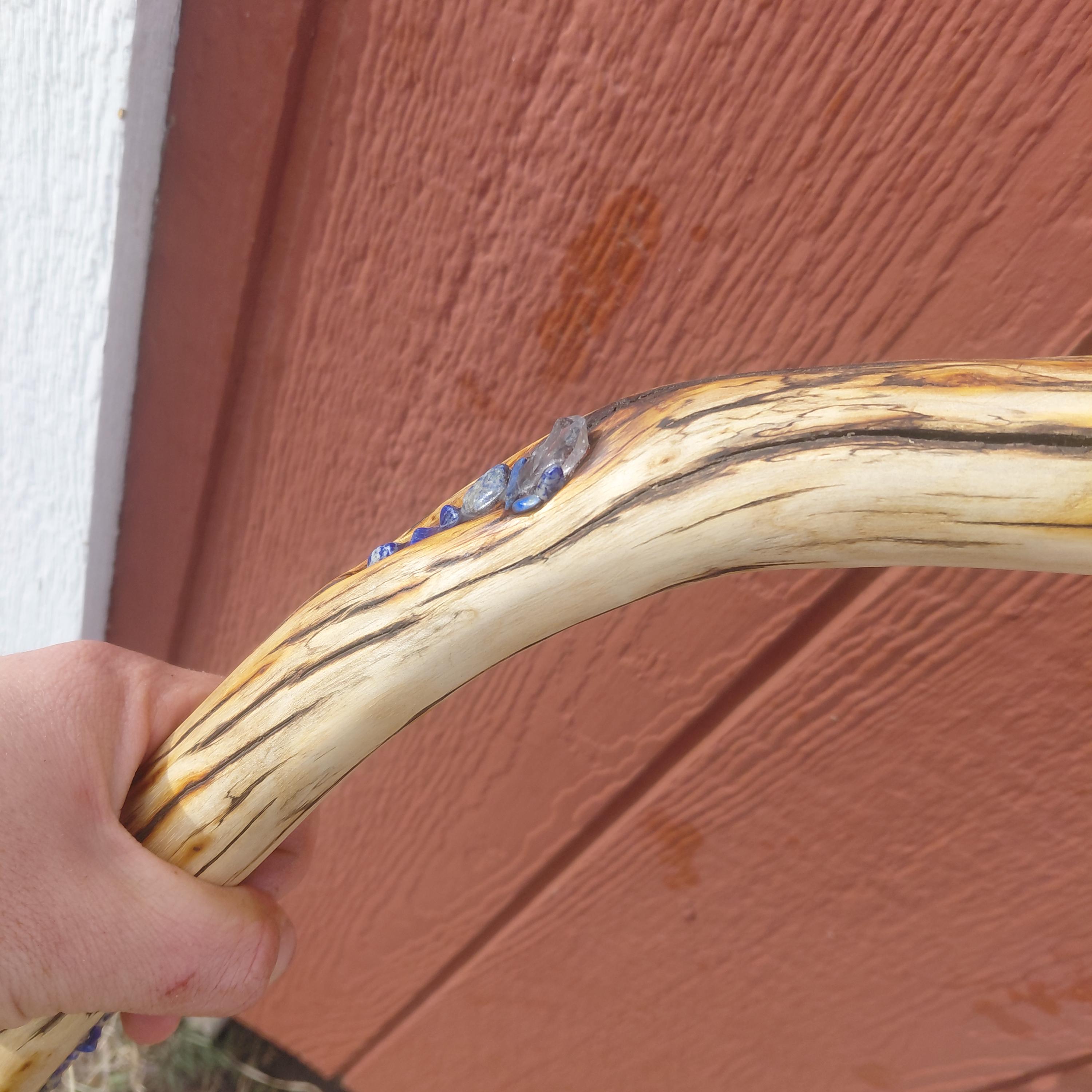 Osage Orange Walking Cane With Lapis Lazuli, Amethyst, Carnelian ...