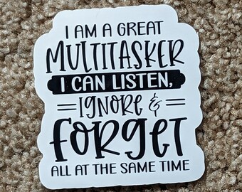 Pegatina divertida de multitarea: calcomanía sarcástica para portátil, regalo para un compañero de trabajo