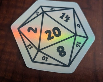 Pegatina holográfica para dados D20: vinilo de Dungeons and Dragons